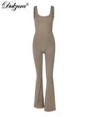 Sultry Backless Unitard Jumpsuit Flared Pants Fashion Statement