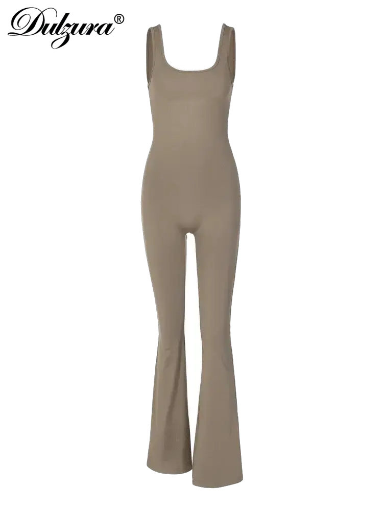 Sultry Backless Unitard Jumpsuit With Flared Pants