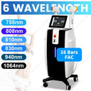 810NM Vertica Laser Diode Professional Hair Removal Machine 6 Wavelength Ice Titanium Painless Diode Laser Permanent Depilator