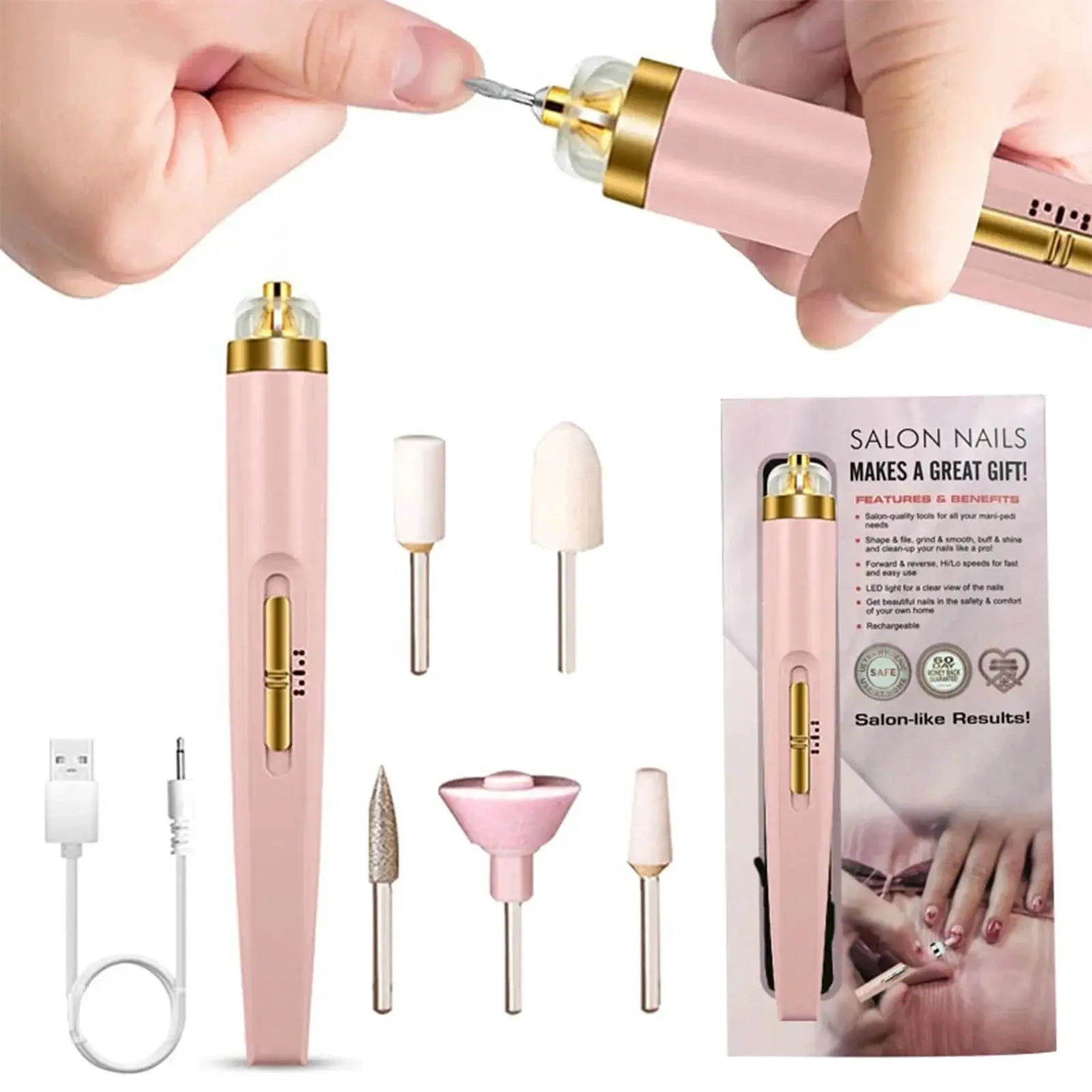 Electric Nail Polisher Drill Machine With Light 5 In 1 Tools