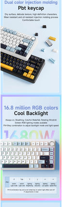 AULA F75 2.4G Wireless Bluetooth Wired Gaming Mechanical Keyboard RGB 75% Layout