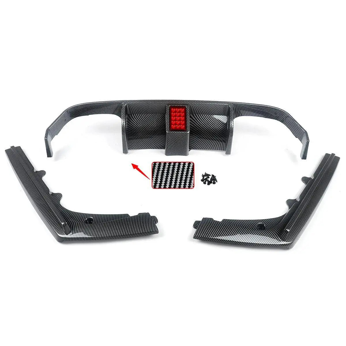 Carbon Fiber Look Rear Diffuser Lip With Light For BMW M3 M4