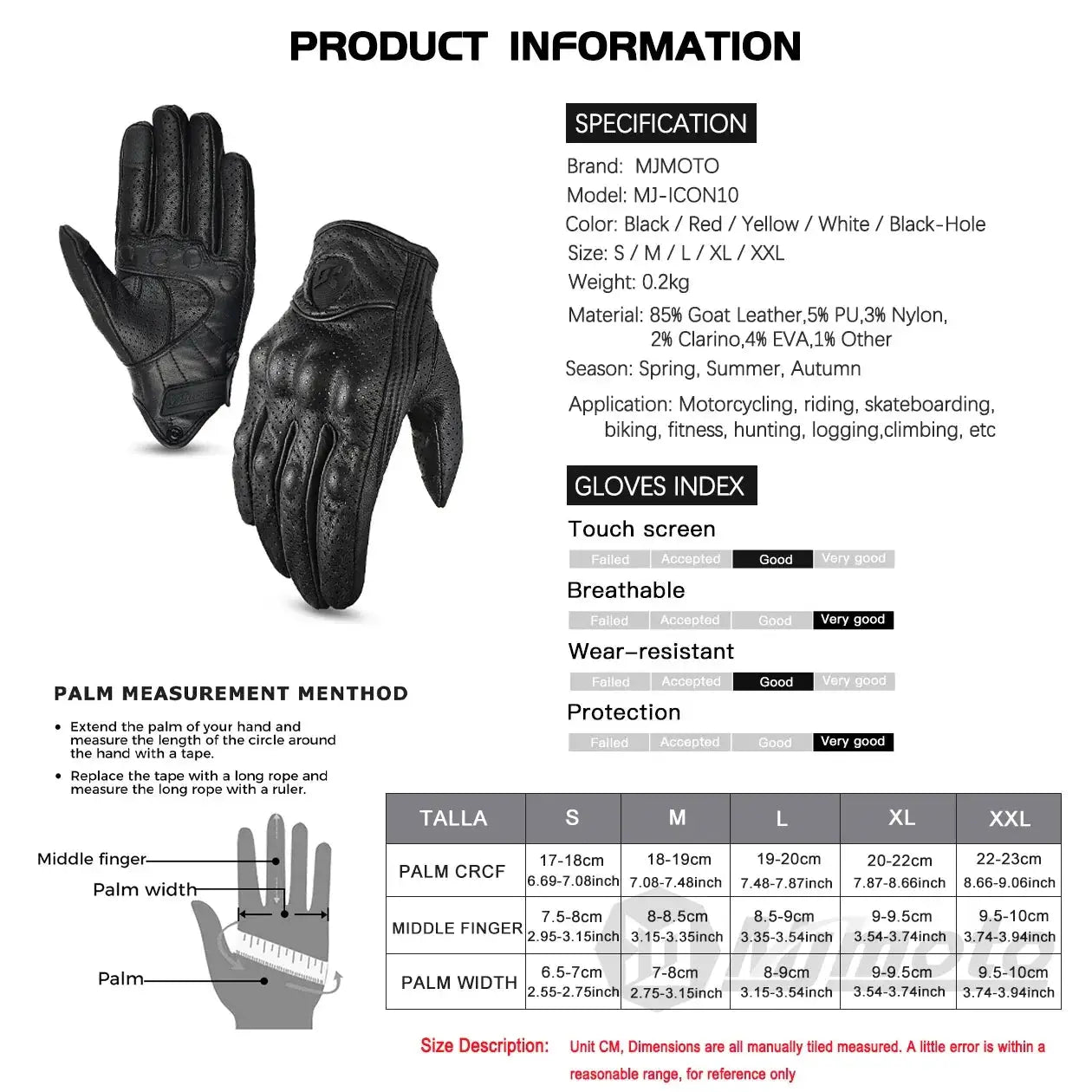 Vintage Black Leather Motorcycle Gloves For Men Biker Racing