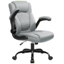 Grey Wood Frame PU Leather Office Chair