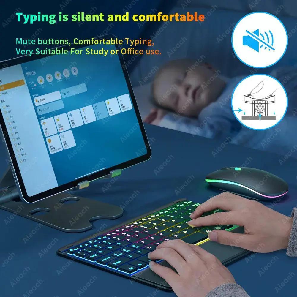 RGB Backlit Bluetooth Touchpad Keyboard for Pad 7 Colors