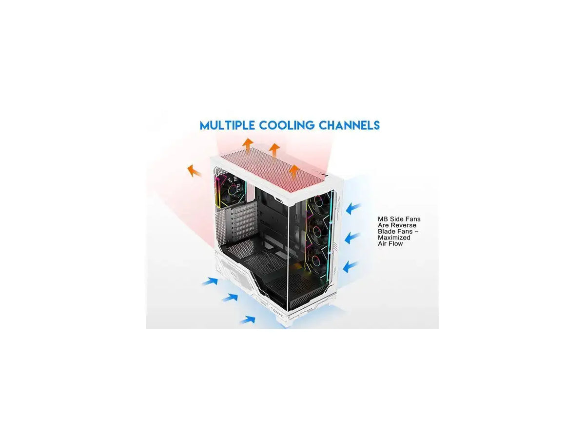DIYPC IDX2-Ultra-ARGB Black USB3.0/Type C Tempered Glass ATX Gaming Computer Case w/ Dual Tempered Glass Panel and 4 x ARGB PWM Fans (Pre-Installed)