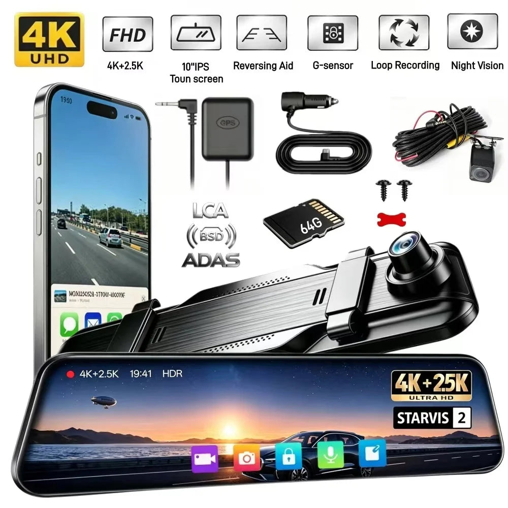Mirror Dash Cam with Front & Rear, " Rear View — product view 1