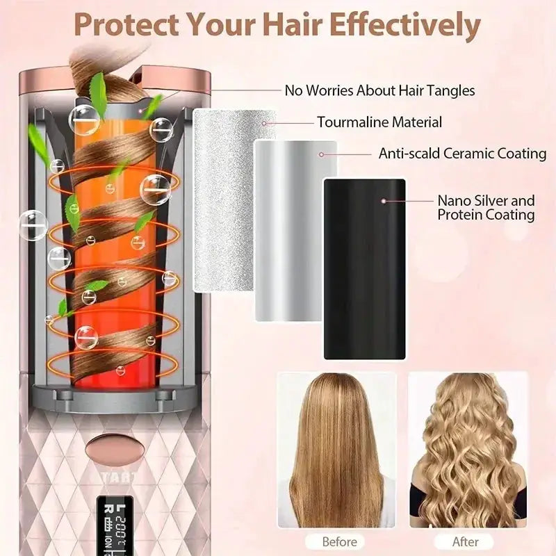 Portable Wireless Hair Curler for Waves and Curls LED - OurLum.com