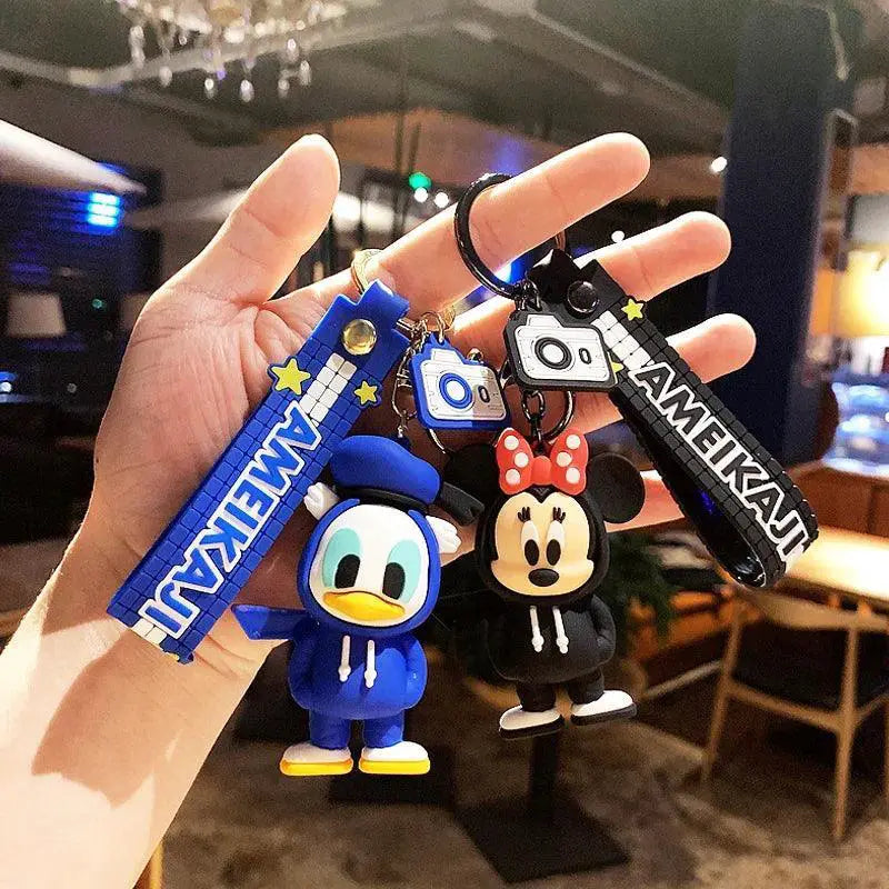 Disney Character PVC Keychain Minnie Mickey Stitch Accessory