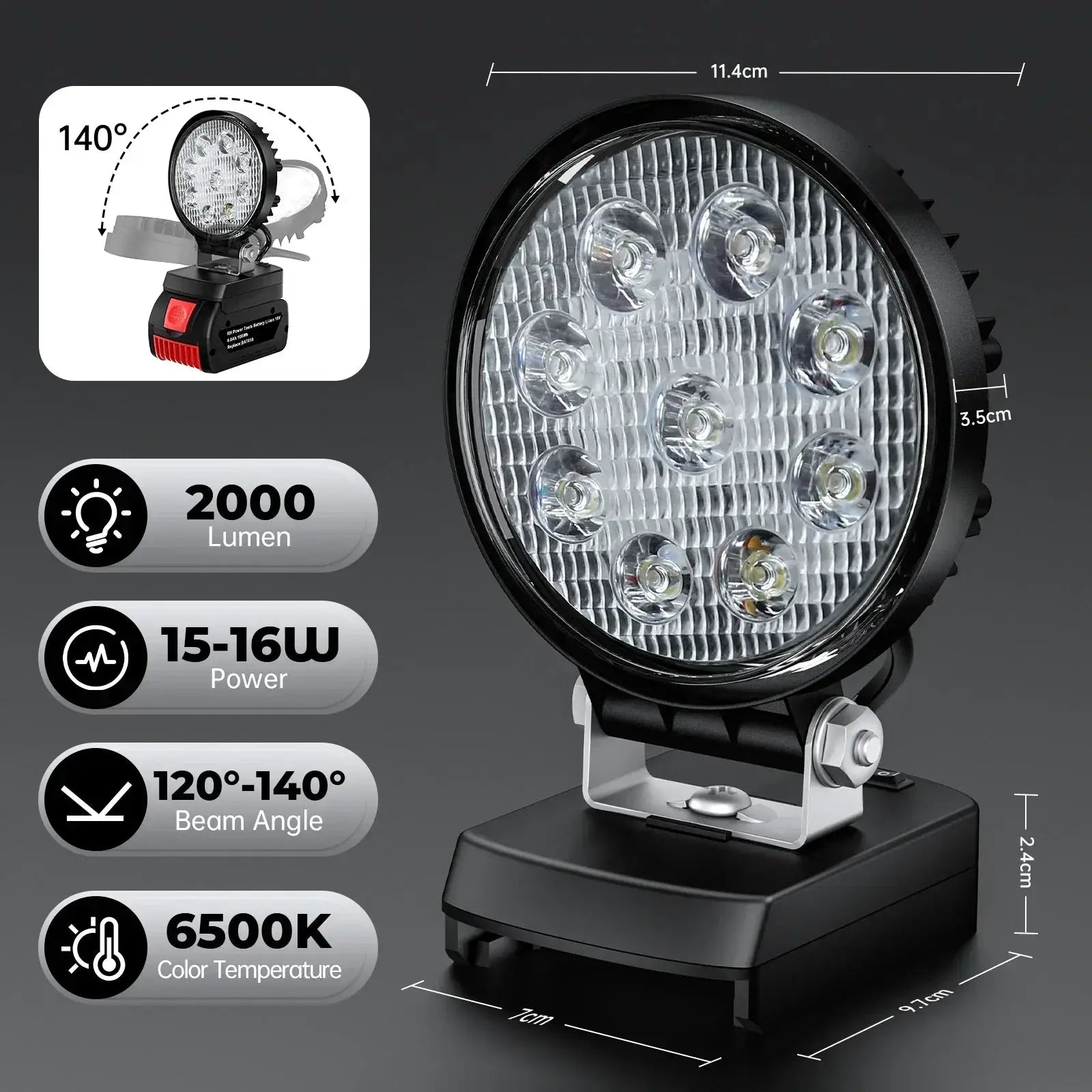 Portable LED Work Light Battery Free Spotlight Outdoors