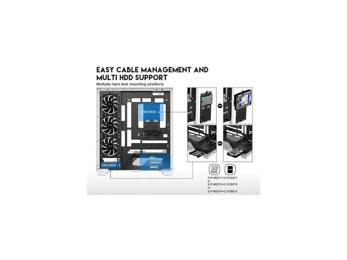 DIYPC IDX2-Ultra-ARGB Black USB3.0/Type C Tempered Glass ATX Gaming Computer Case w/ Dual Tempered Glass Panel and 4 x ARGB PWM Fans (Pre-Installed)