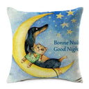 Dachshund Dog Painting Cotton Linen Pillow Covers Whimsical Home Decor