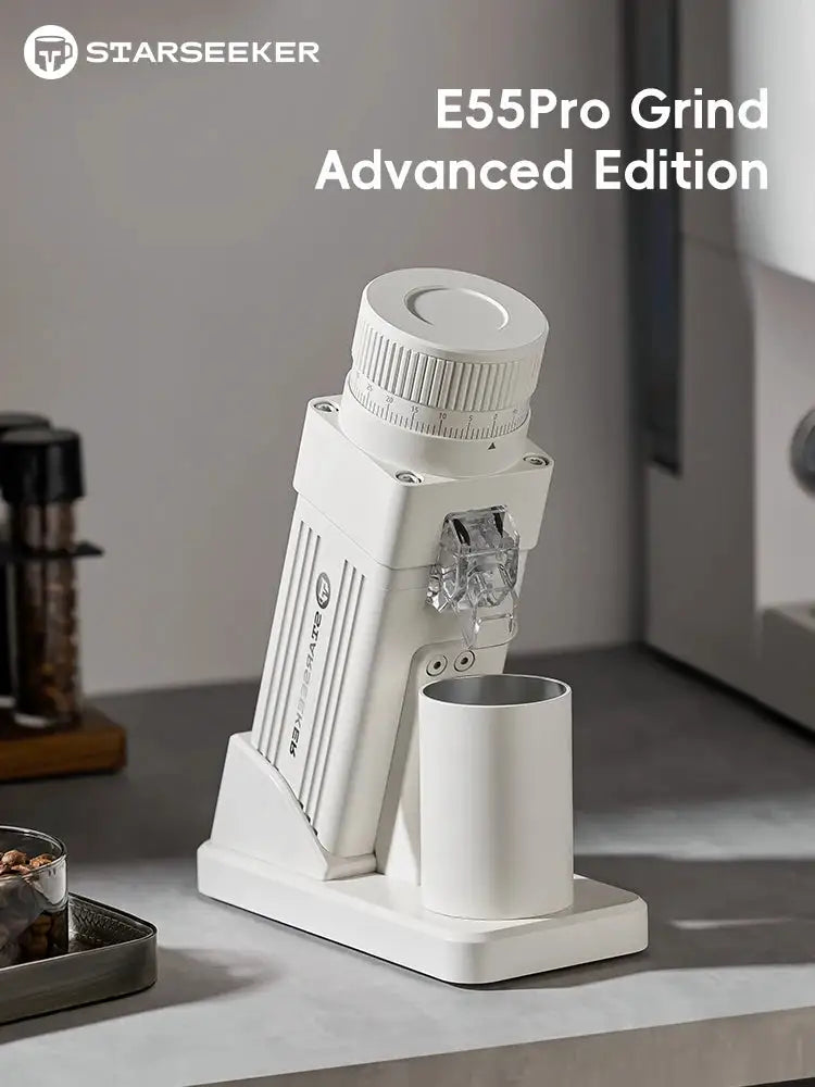 STARSEEKER E55Pro Electric Coffee Grinder 55MM Titanium Cone Burr Stepless Adjustment Espresso Brew Coffee Bean Grinder Black