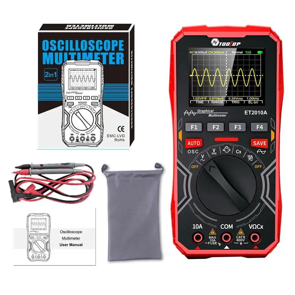TOOLTOP ET2010A 2 in 1 Digital Oscilloscope Multimeter 1MHz 2.5MSps Laboratory Oscilloscope Electrical Repair Oscilloscope