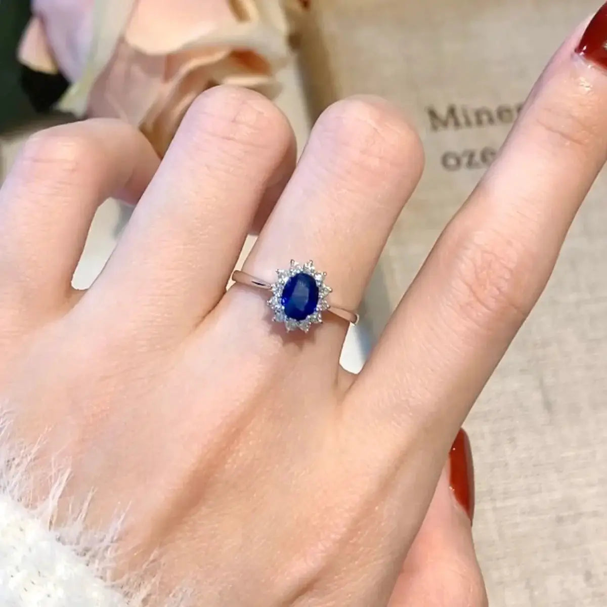 Blue Moissanite Ring in Sterling Silver LYEE — product view 5