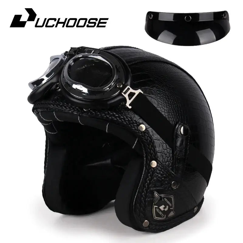 Retro Open Face Motorcycle Helmet — product view 17