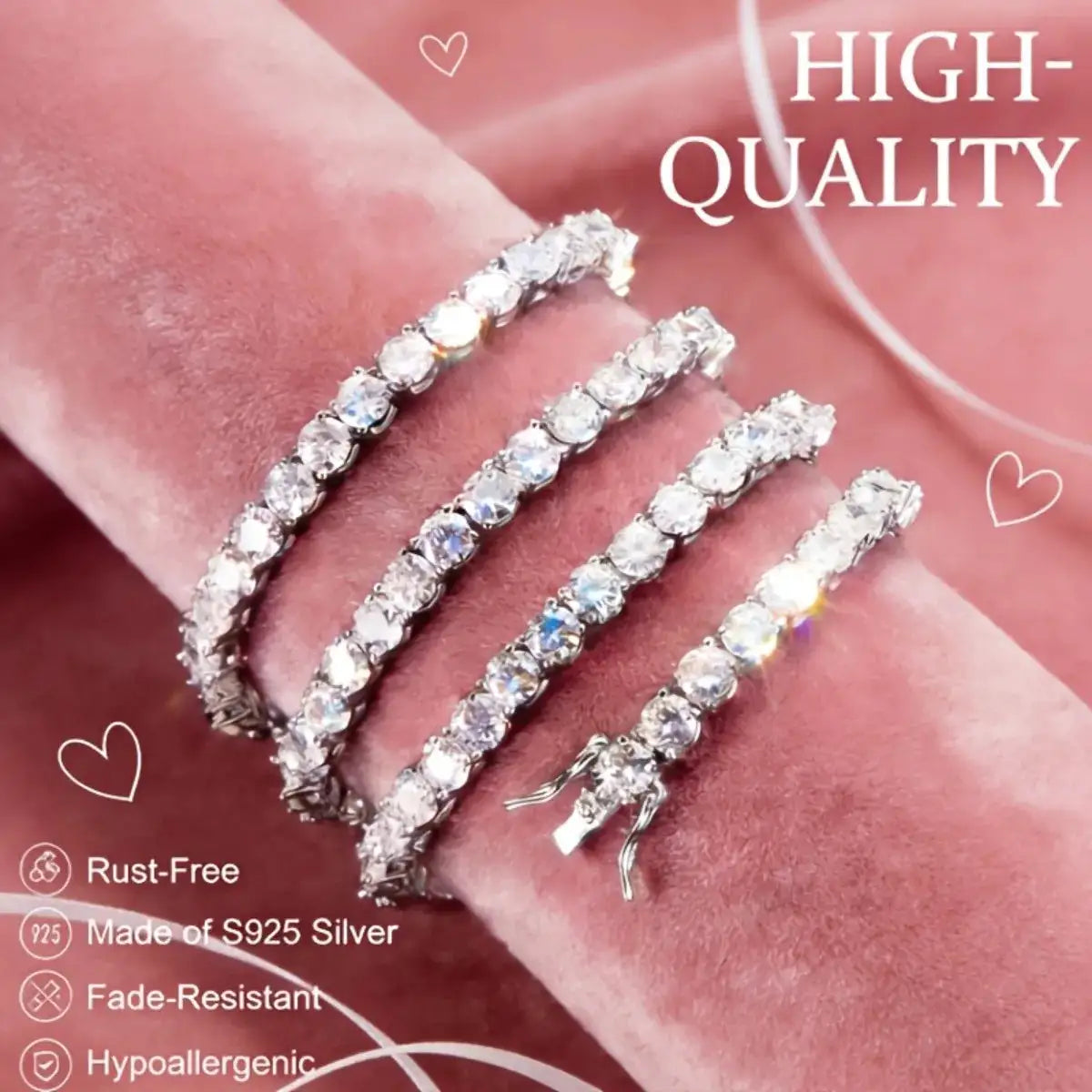 Moissanite Jewelry in Sterling Silver tennis — product view 5
