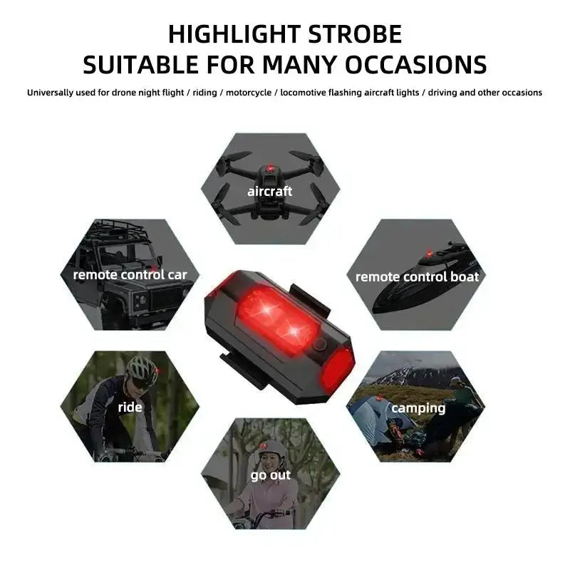 Universal LED Motorcycle Warning Lights 7 Colors USB Strobe