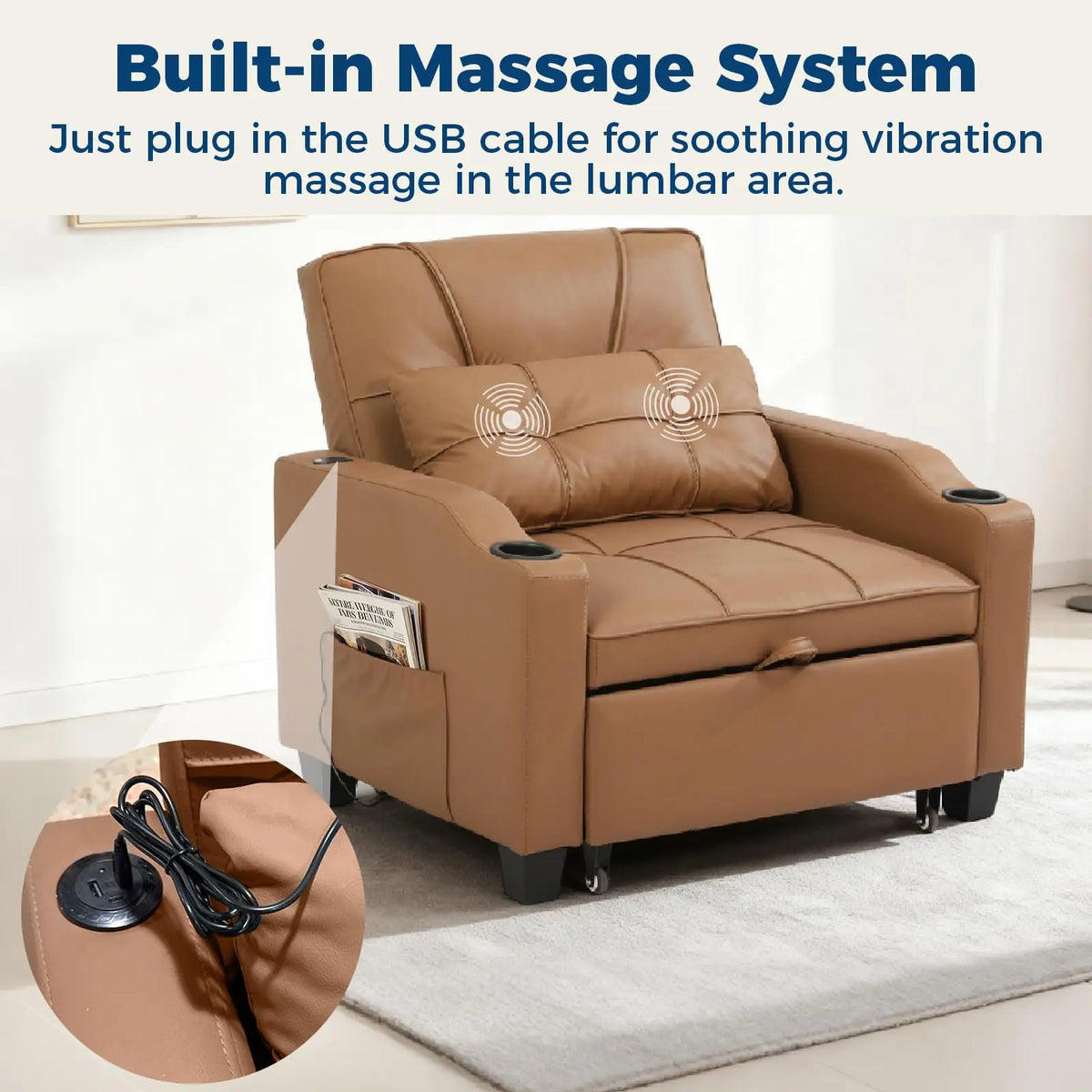 USB Adjustable Upholstered Couch