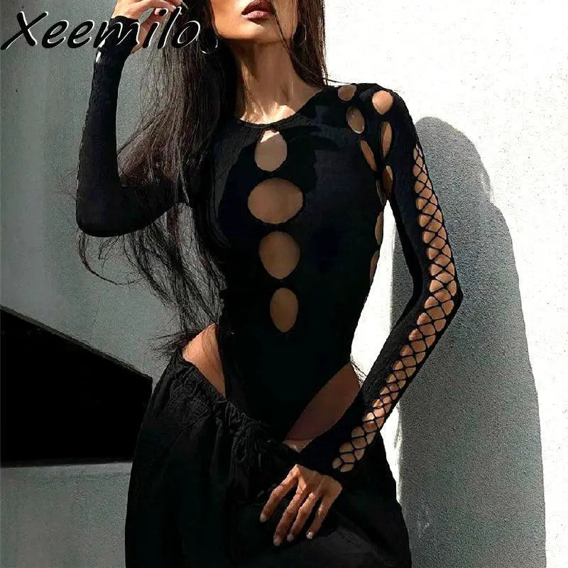 Sultry Chic Punk Bodysuit For Bold Women Rebel Fashion