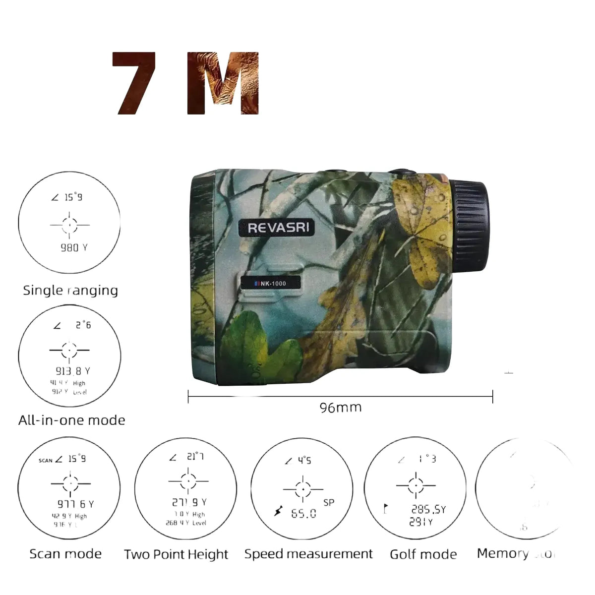 REVASRI Hunting Laser Rangefinder 1000M with Type-C Rechargeable Hunting Range Finder with Target Acquisition Technology
