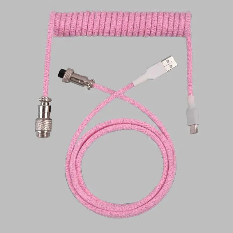 Coiled Type C USB Aviator Cable For Mechanical Keyboards