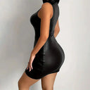 Elegant Women's Sleeveless Solid Color Bodycon Slim Fit Mini Party Dress For Events