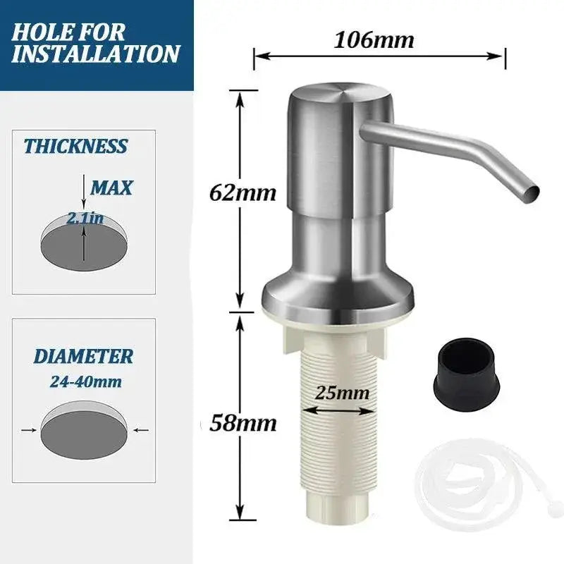 Stainless Steel Soap Pump Kit Premium for Kitchen Use
