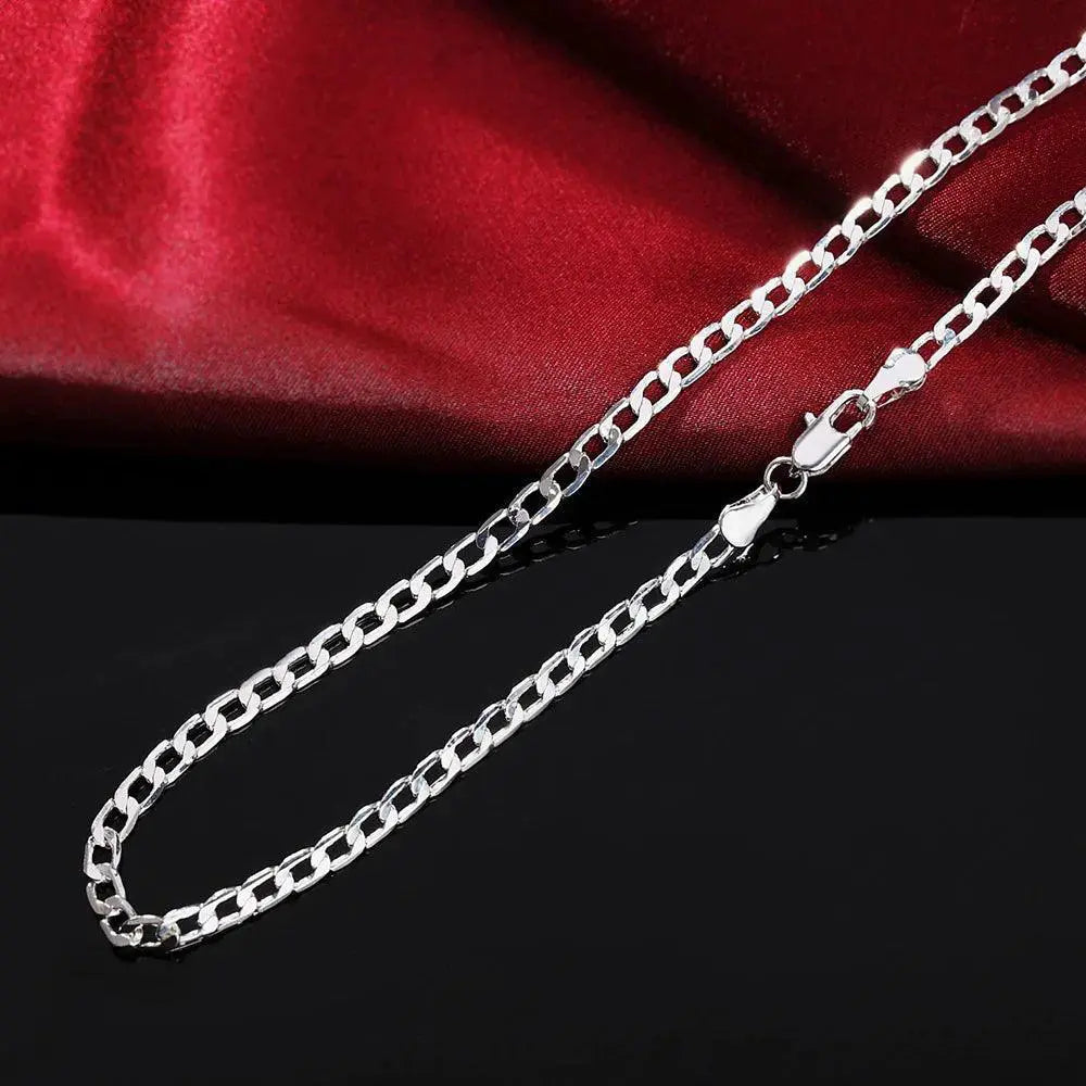 Unisex 925 Sterling Silver Face Chain Necklace Jewelry