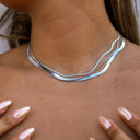 eManco Unisex Snake Chain Necklace Silver Choker Jewelry