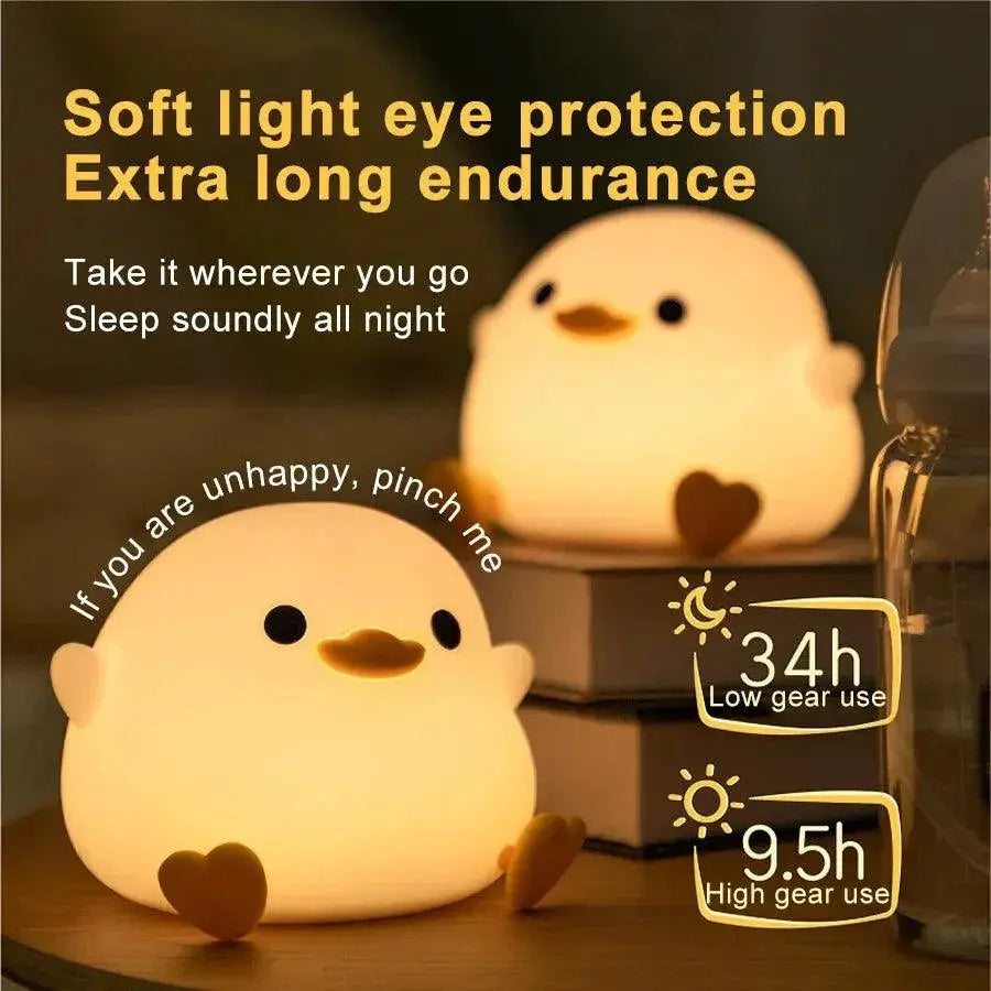 LED Duck Night Light For Kids Cartoon Lamp With Touch Sensor