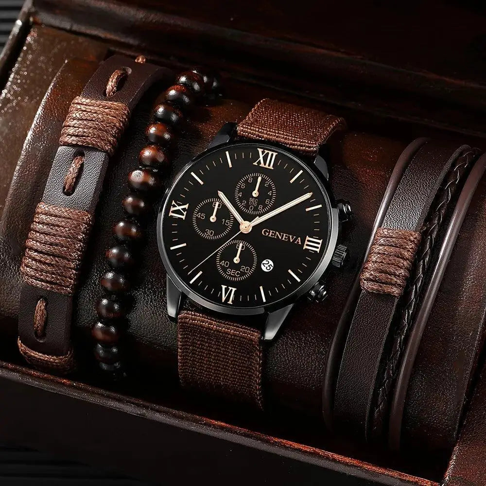 Sporty Nylon Watch Set For Modern Men 4 Piece Collection