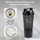 3 Layer Shaker Protein Bottle For Bodybuilding Mixing Cup