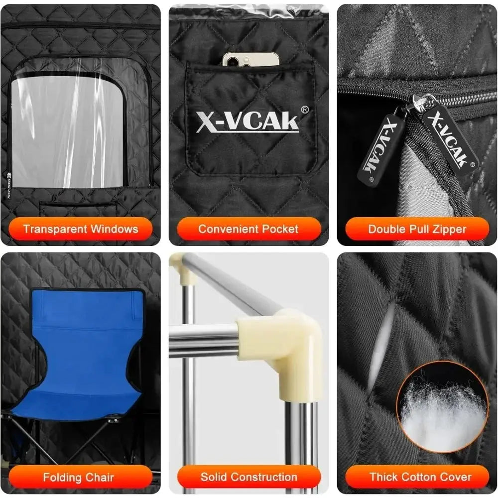 Portable Steam Sauna Box Tent 2.6 Liters 9 Levels 2.6x5.9 - OurLum.com