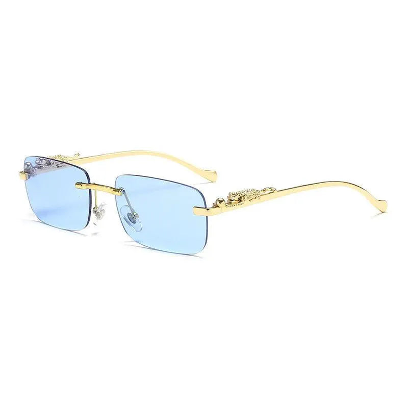 Unisex Rimless Sunglasses Leopard Design Trend Eyewear