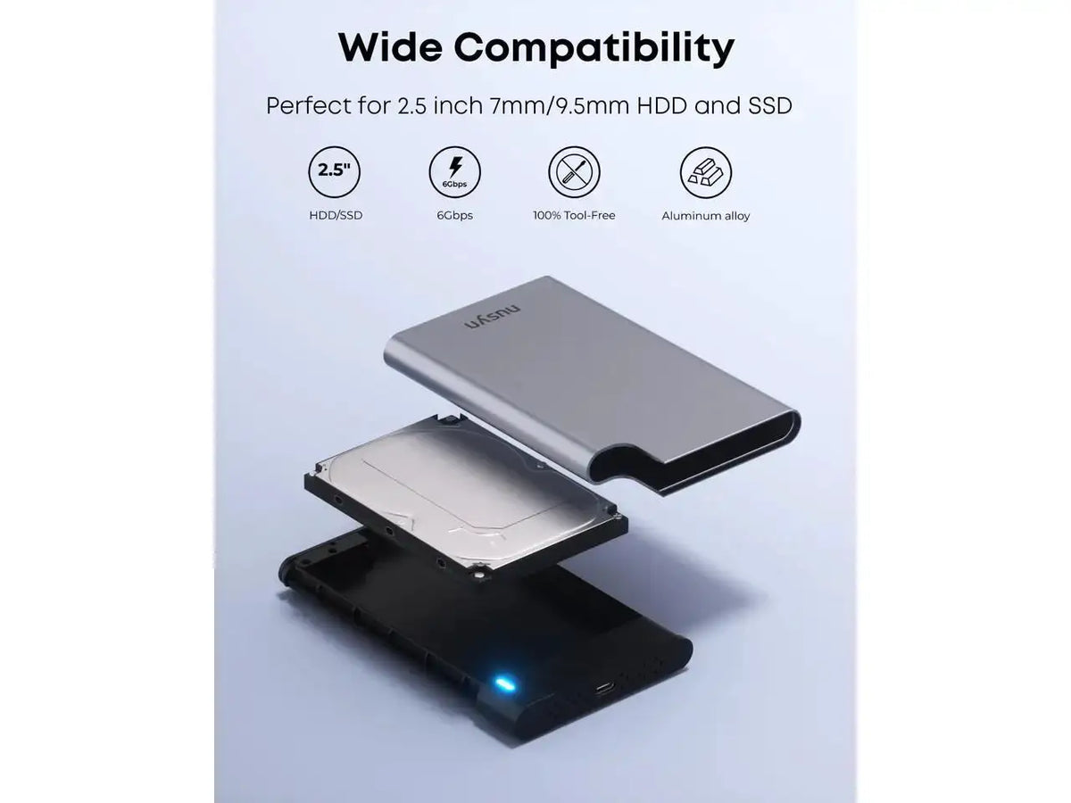 Nusyn Hard Drive Enclosure USB C to SATA III , USB-C — product view 7