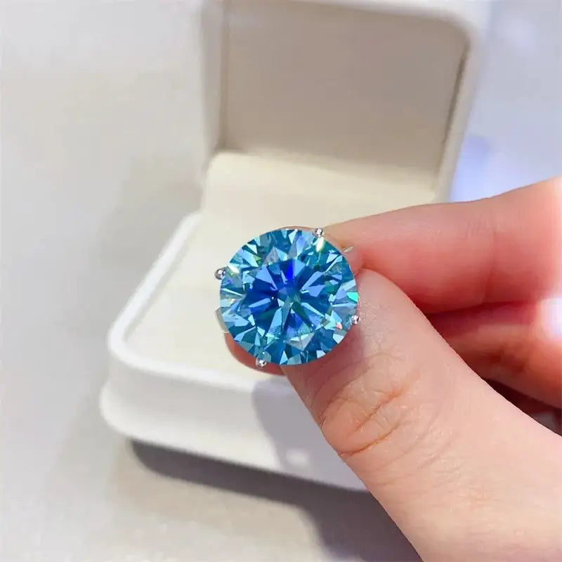 Sterling Silver Blue Moissanite Ring For Women — product image 4