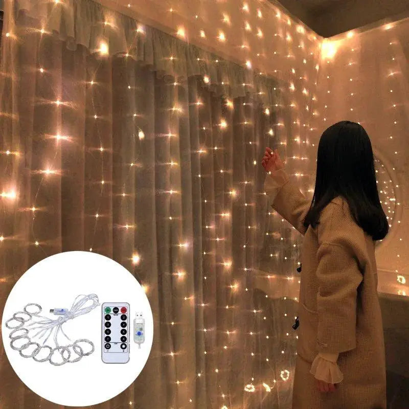 USB Fairy String Curtain Lights With Remote 8 Modes Decor