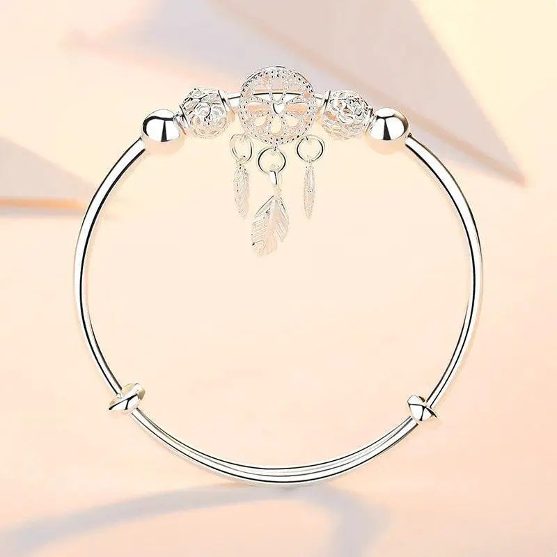 Dreamcatcher Charm Bracelet Silver Cuff For Women Elegant