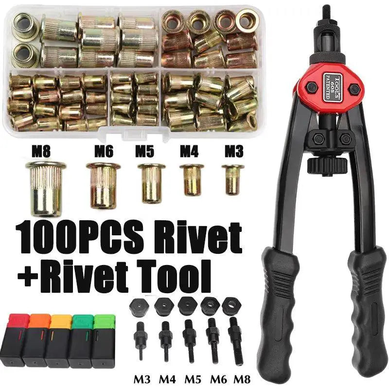 Rivet Nut Tool Kit Manual Double Insert Riveter Gun DIY