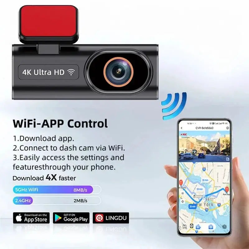 Acceo Dash Cam 4K Front And 1080P Rear Dual Lens With GPS WiFi Night Vision - stepyours.com