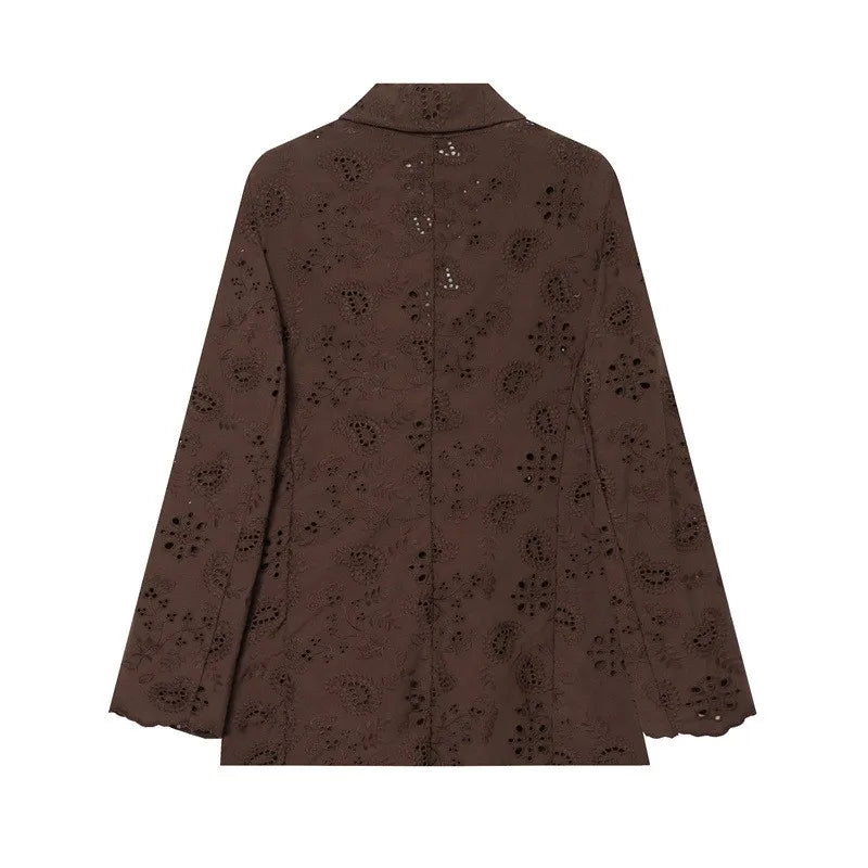 Notched Collar Button Casual Jacket