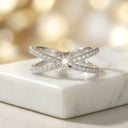 Moissanite Ring in Sterling Silver Crossover