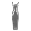 Silver Sequin Backless Maxi Dress