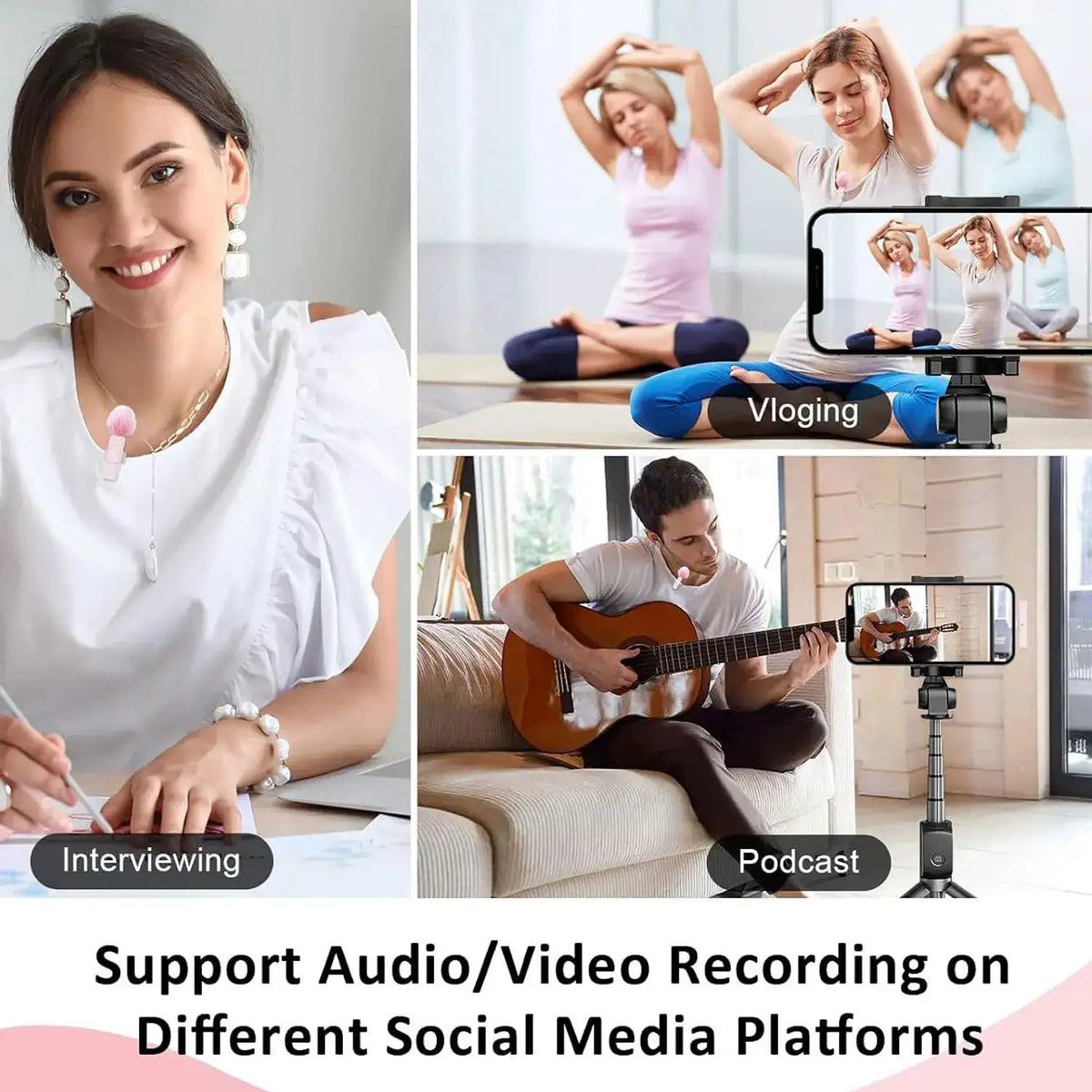 New Pink K60 Plug and Play Wireless Lavalier Microphone Portable MINI Wireless MIC For Smartphone Live Streaming/Video Recording