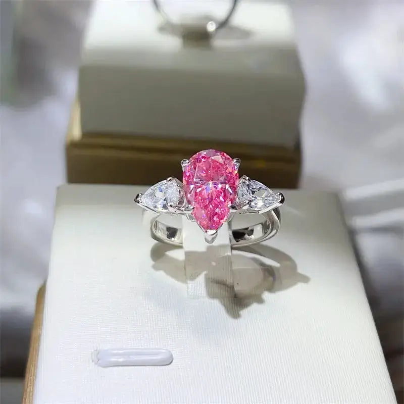 Sterling Silver Pink Moissanite Ring — product image 2