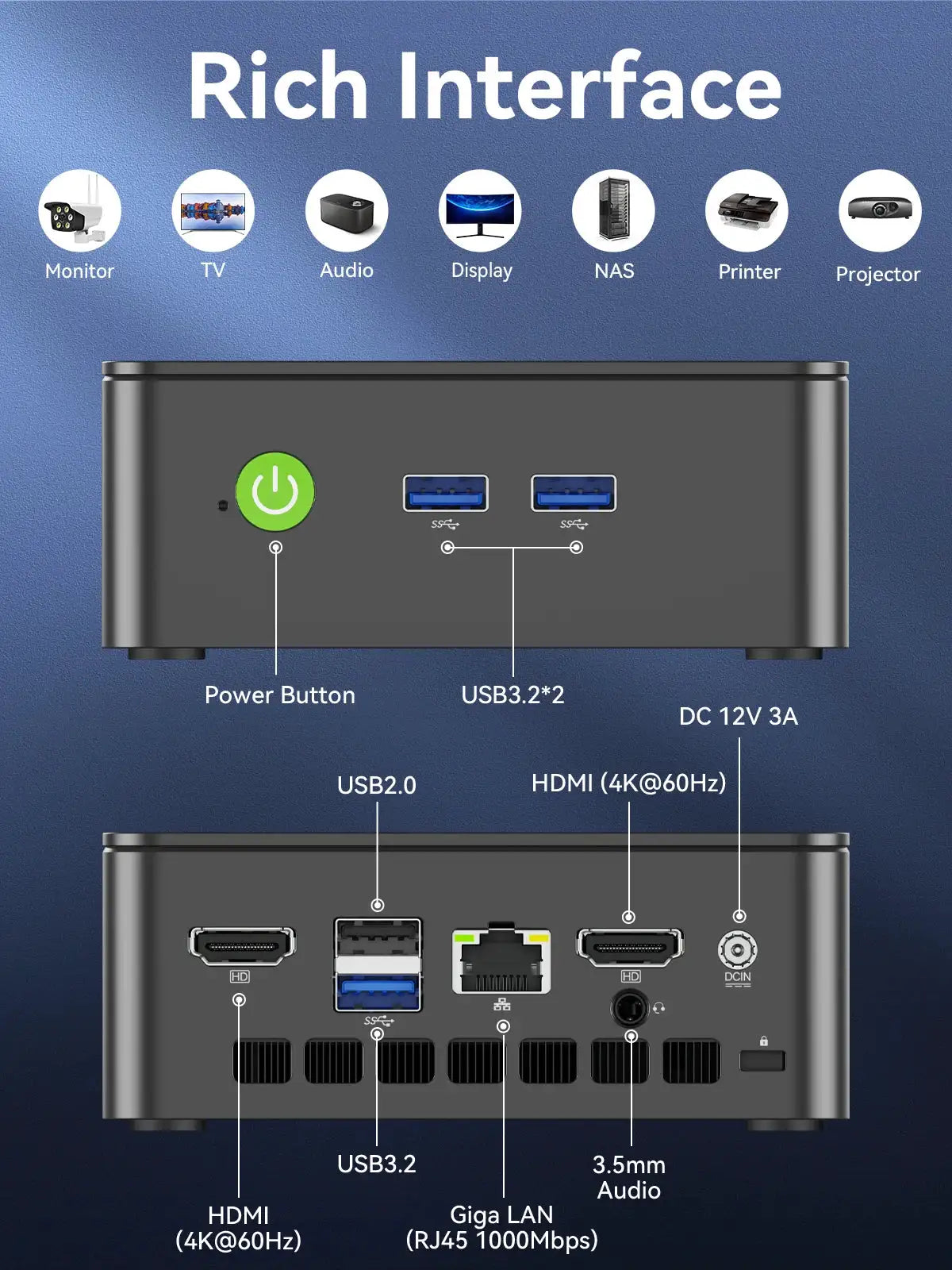 GMKtec NUCBOX G3S Mini PC Intel Alder Lake N95 Win11 Pro Mini PC 8GB DDR4 128/256GB PCIe M.2 SSD WiFi 5 BT5.0 Desktop Computer