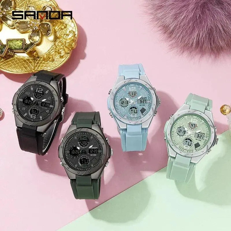 SANDA Women LED Sports Watch Waterproof Timepiece Pro