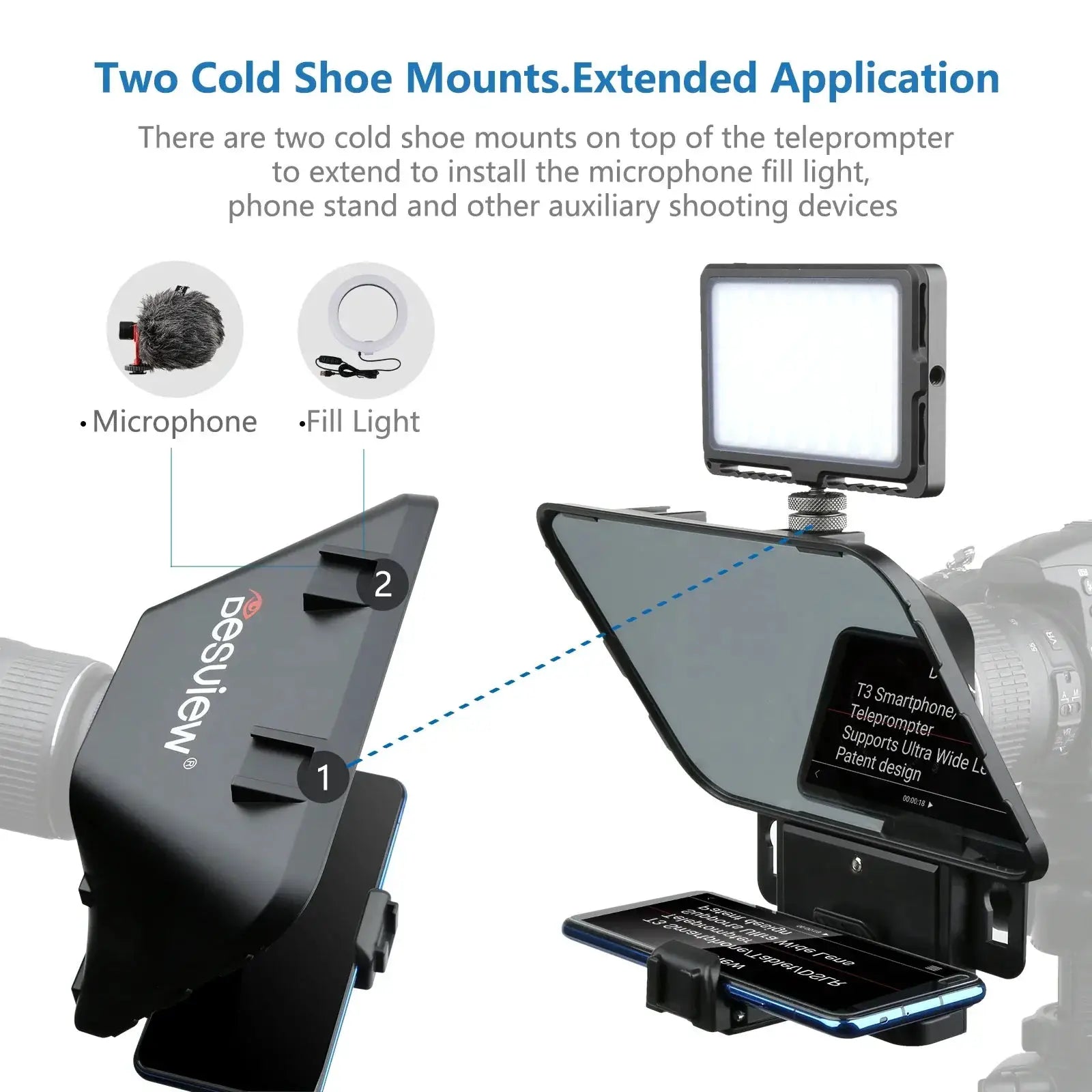 Desview T3 Teleprompter for Smartphone Tablet DSLR Video