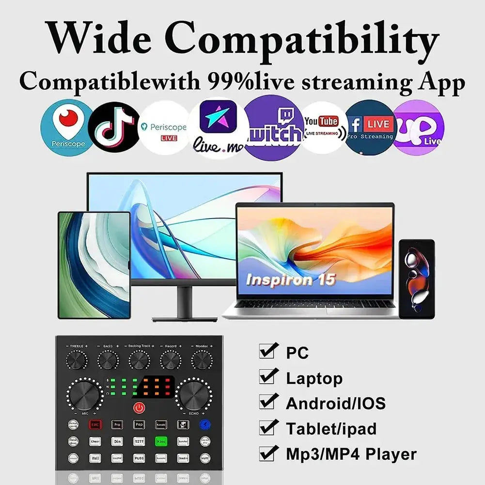 Podcast Equipment Bundle BM800 Microphone And V8 Sound Card